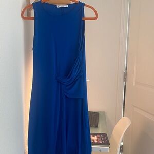Mango Electric Blue Sleeveless Draped Midi Dress